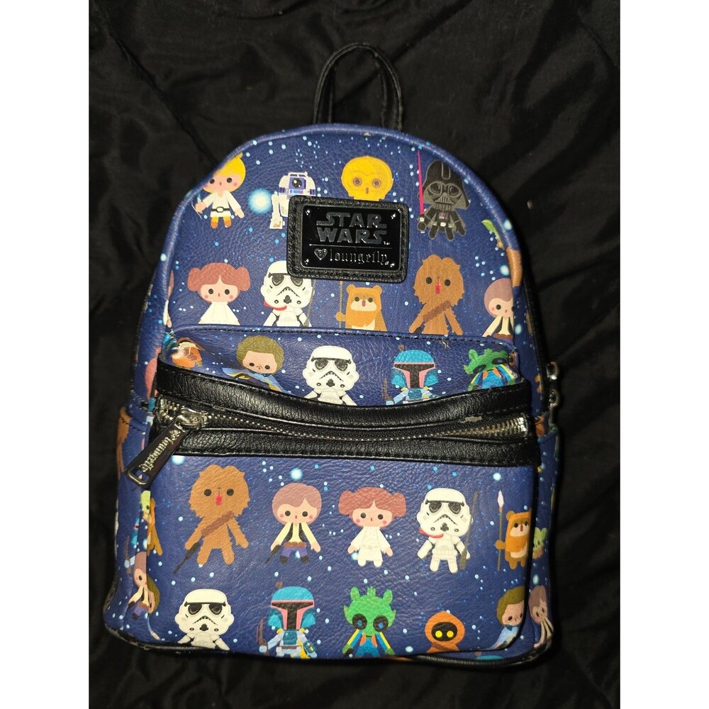 Loungefly Disney star wars chibi character print mini backpack bookbag purse bag